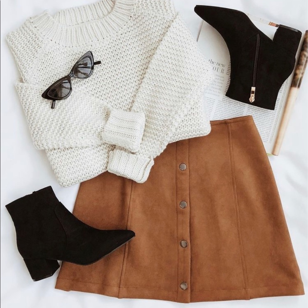 Harlowe & Graham Faux Suede Mini Skirt